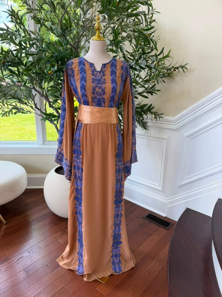 Peach Royale Blue Beaded Thobe
