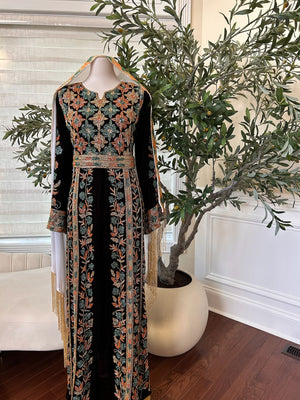 Brown Velvet Stone Thobe