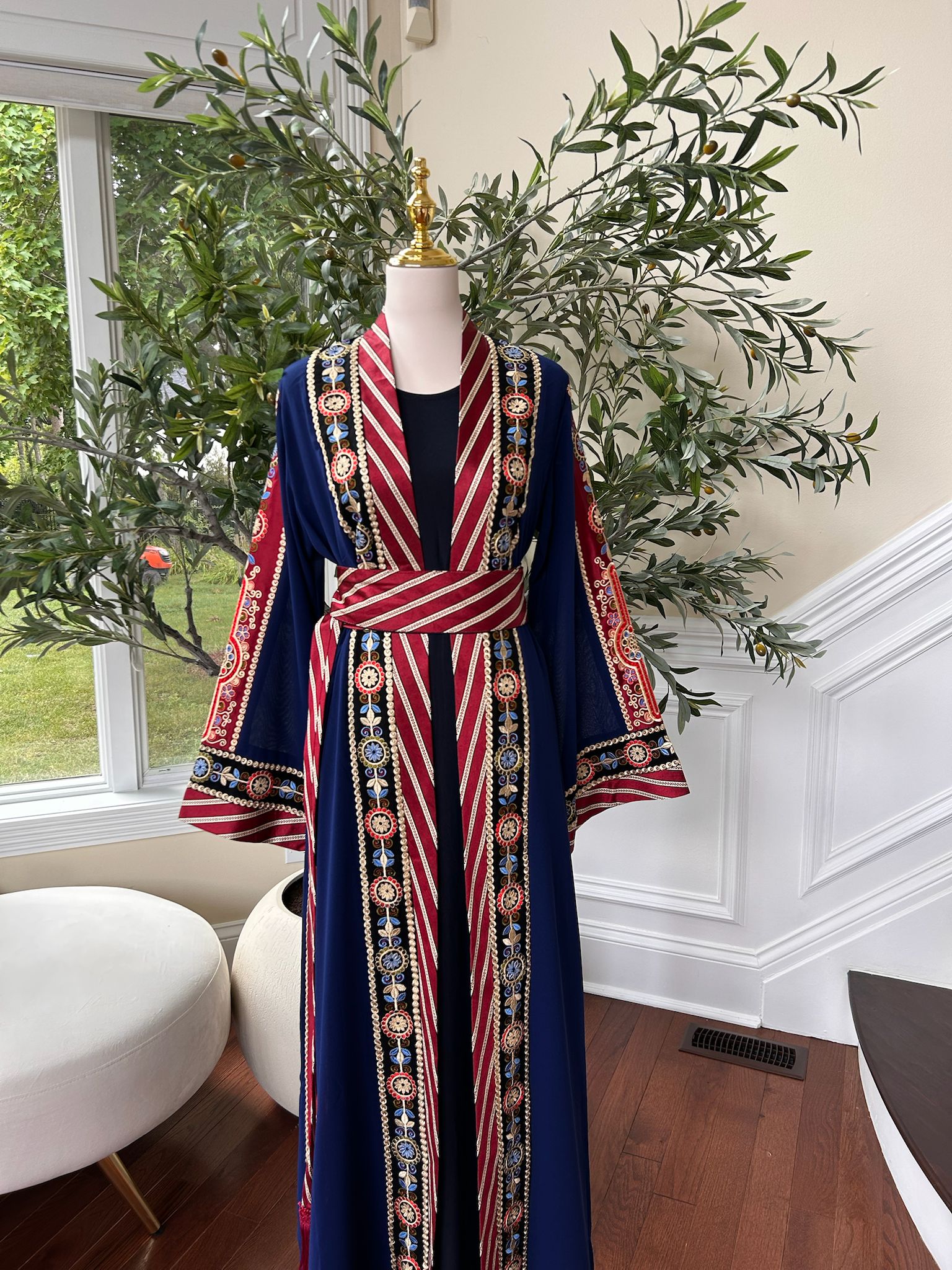Blue Embroidery Tatreez Thobe