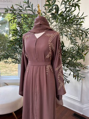 Blush Pink Floral Beaded Abaya