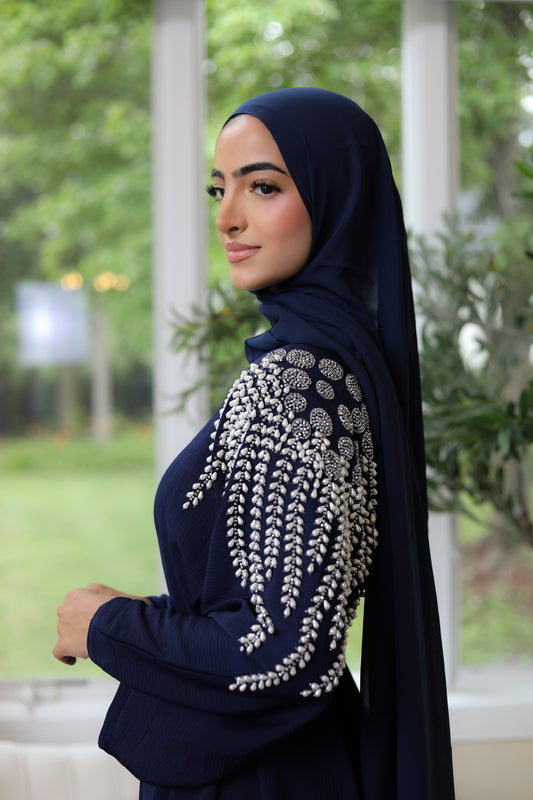 Blue Silver Stone Abaya