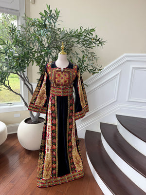 Navy Blue Embroidery Tatreez Thobe