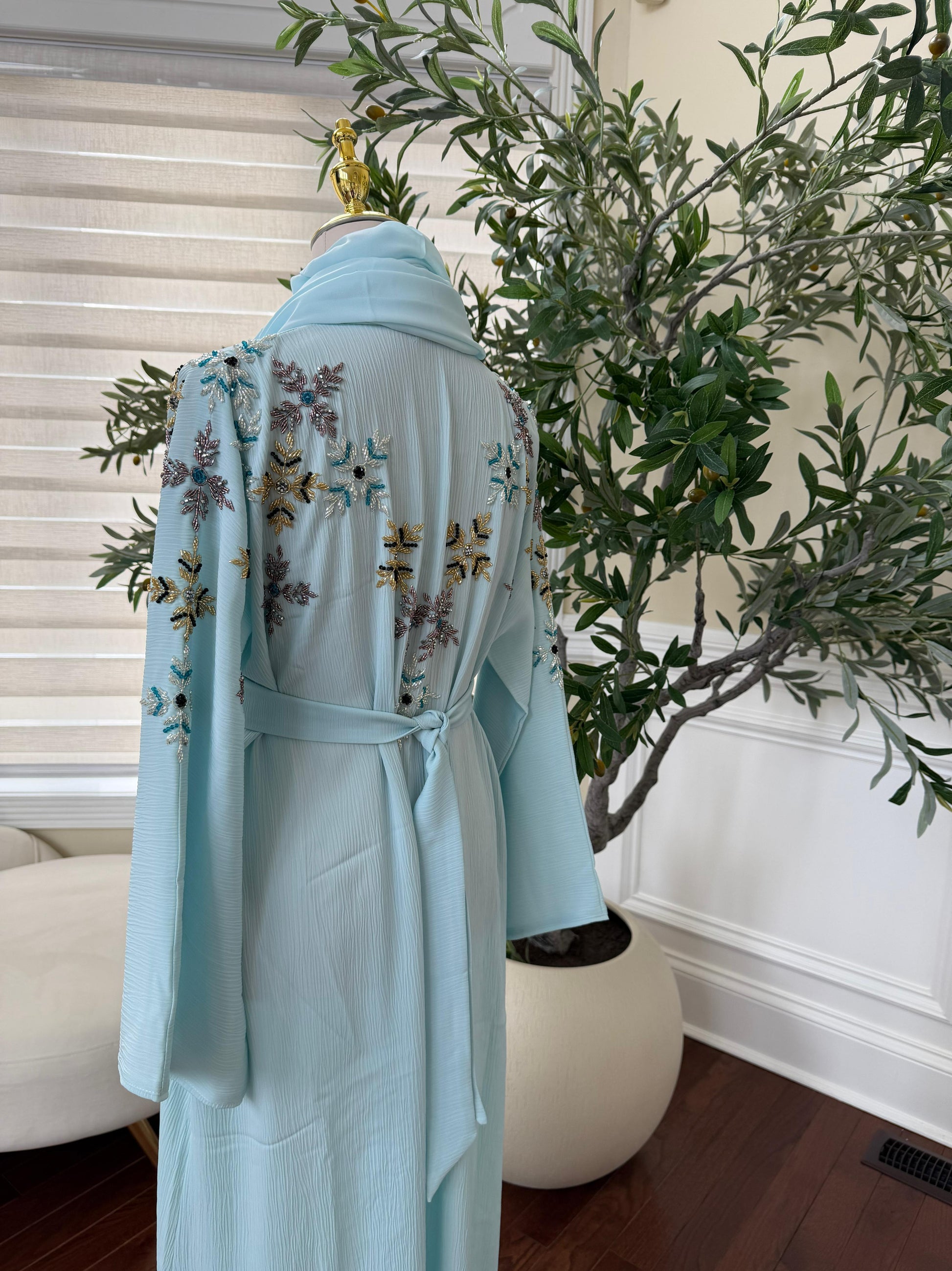 Ocean Breeze Beaded Abaya