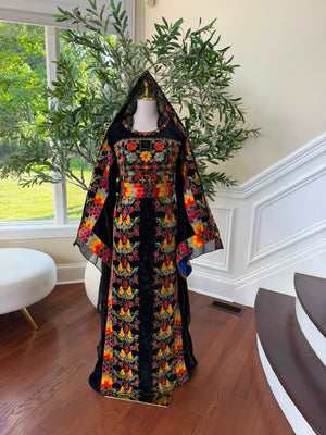 Black Beaded Stone Elegance Thobe
