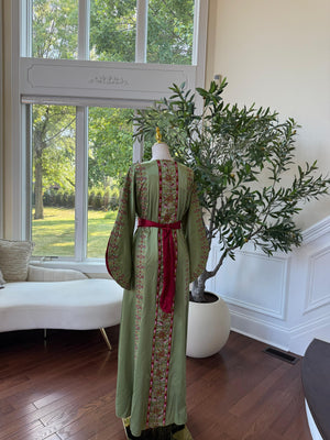 Green Satin Tatreez Thobe