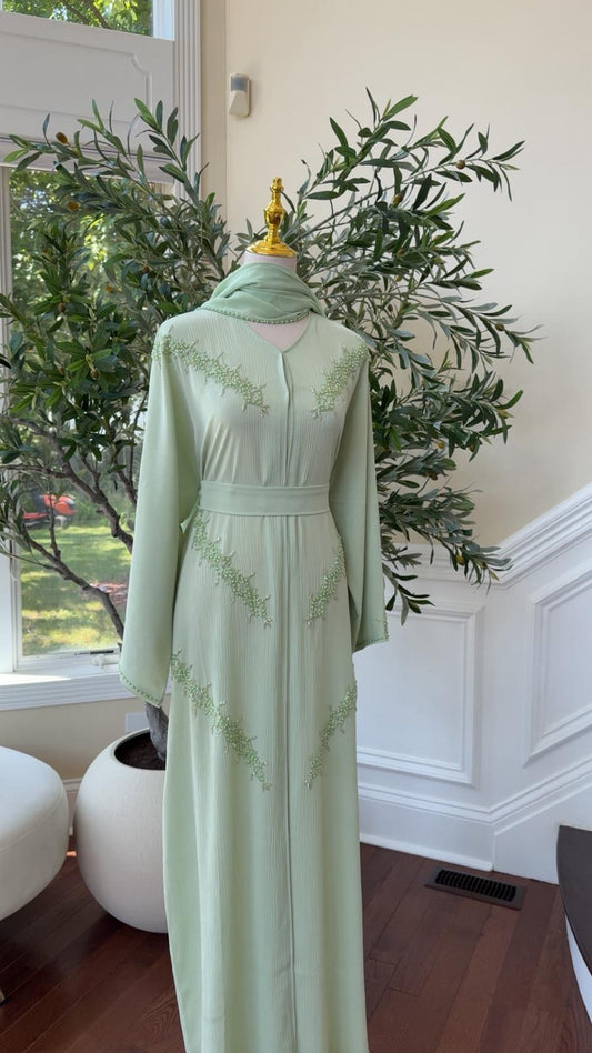 Light Green Charming Modesty Abaya