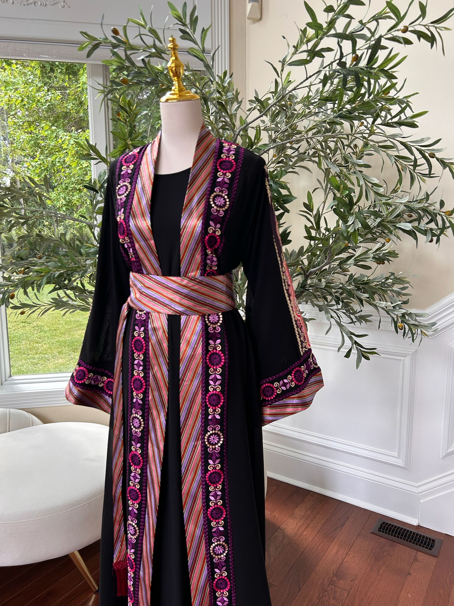 Black Embroidery Tatreez Purple Thobe