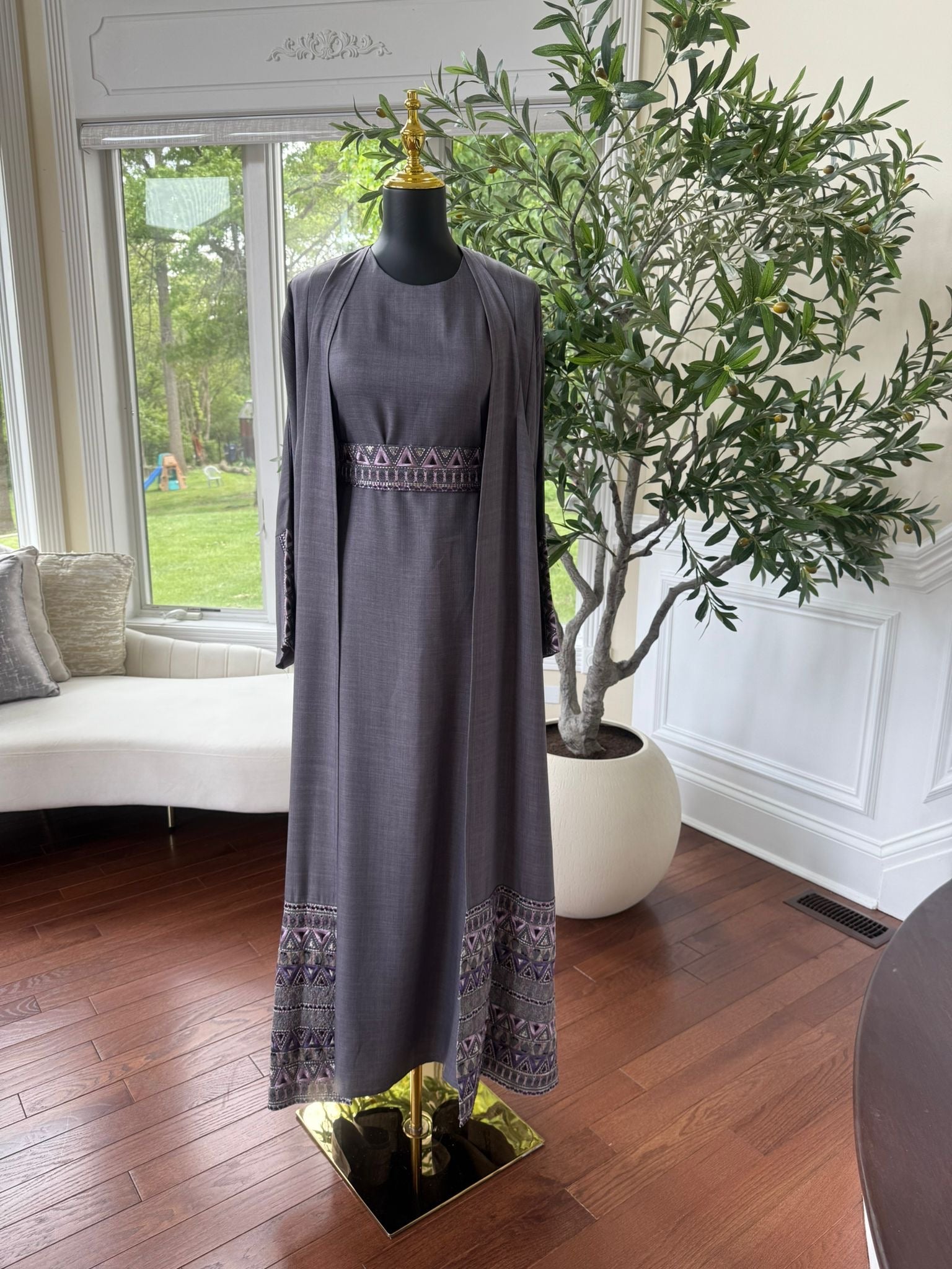Elegant Purple Cardigan Abaya