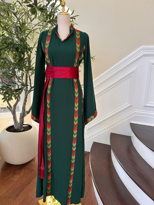 Green Embroidery Tatreez Thobe
