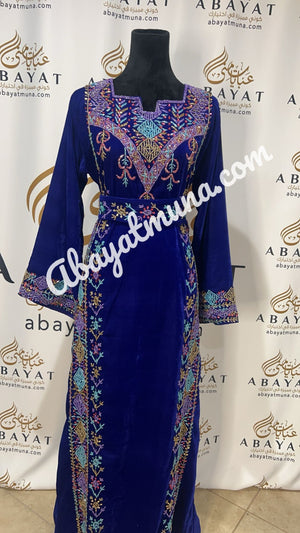 Blue Kuftan Thobe in Stone With Belt 9198823