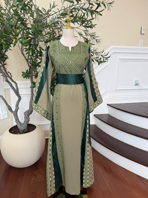 Olive Heritage Embroidery Tatreez Thobe