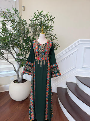 Green Embroidery Tatreez Thobe