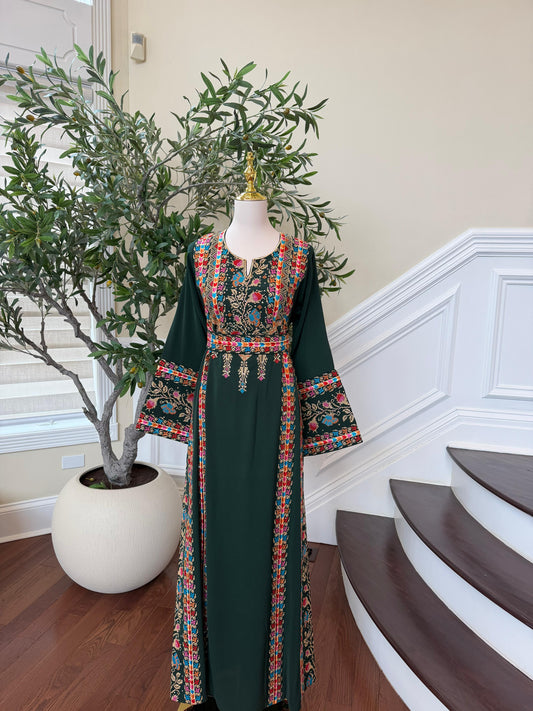Green Embroidery Tatreez Thobe