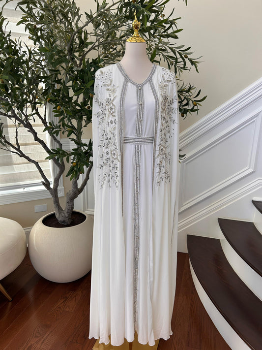 White Royale Floral Kuftan