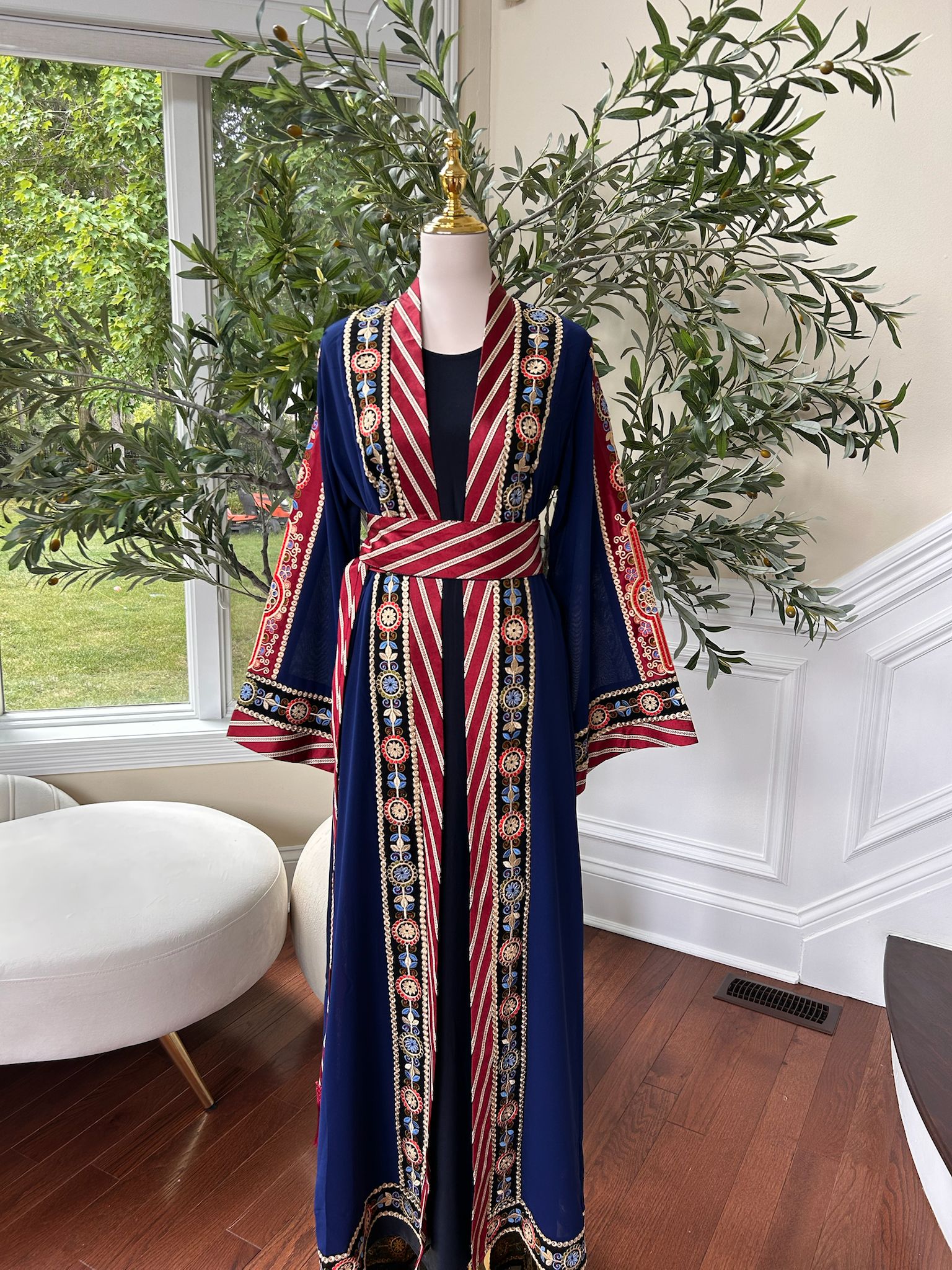 Blue Embroidery Tatreez Thobe