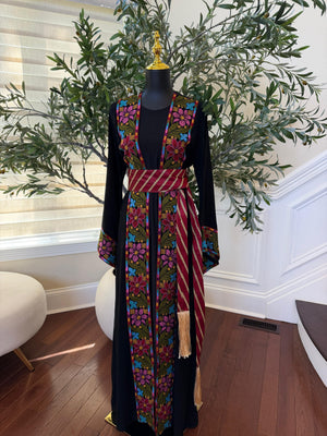 Black Embroidery Tatreez Floral Thobe