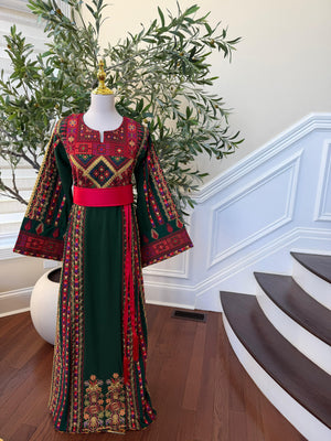 Green Embroidery Tatreez Red Thobe