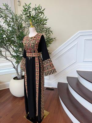 Black Embroidery Tatreez Beige Thobe