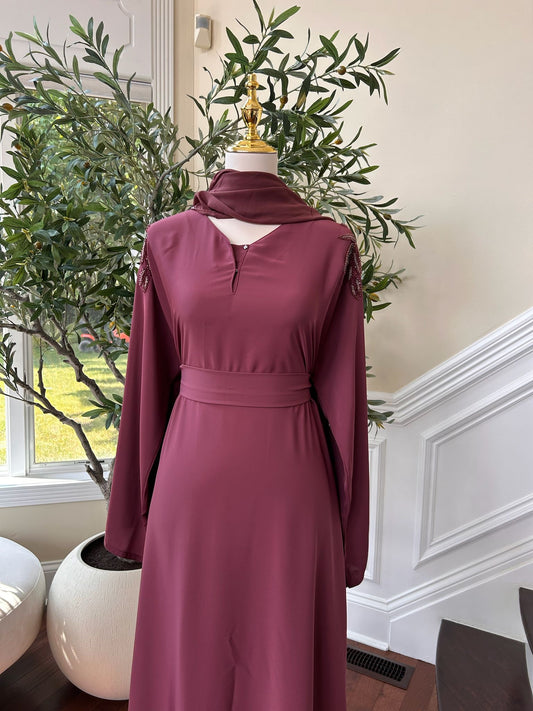 Pink Floral Sleeve Charm Abaya