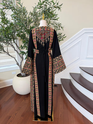 Black Embroidery Tatreez Beige Thobe