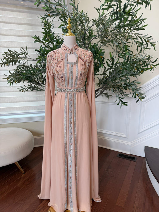 Peach Silver Stone Kuftan