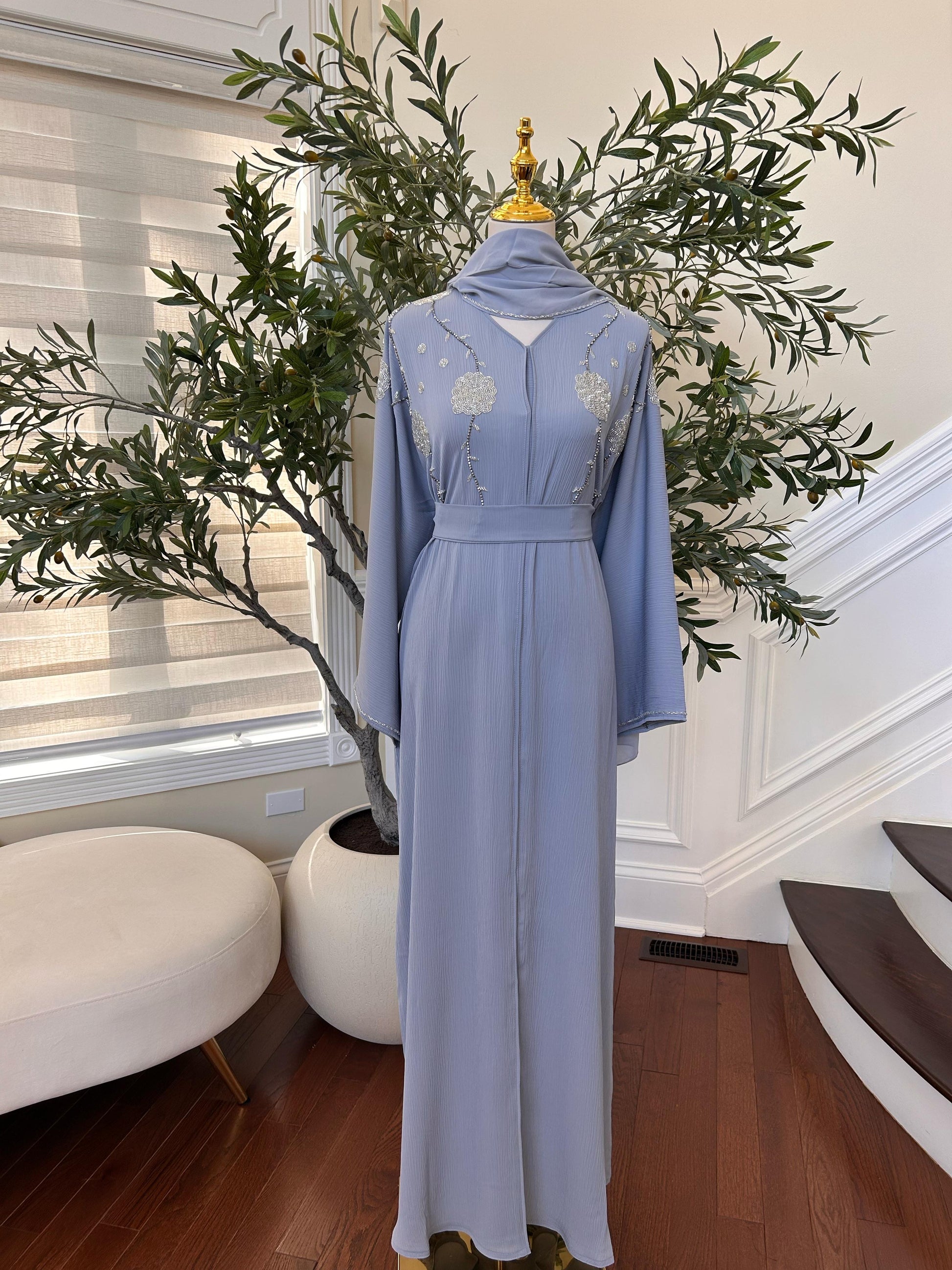 Baby Blue Charm Abaya