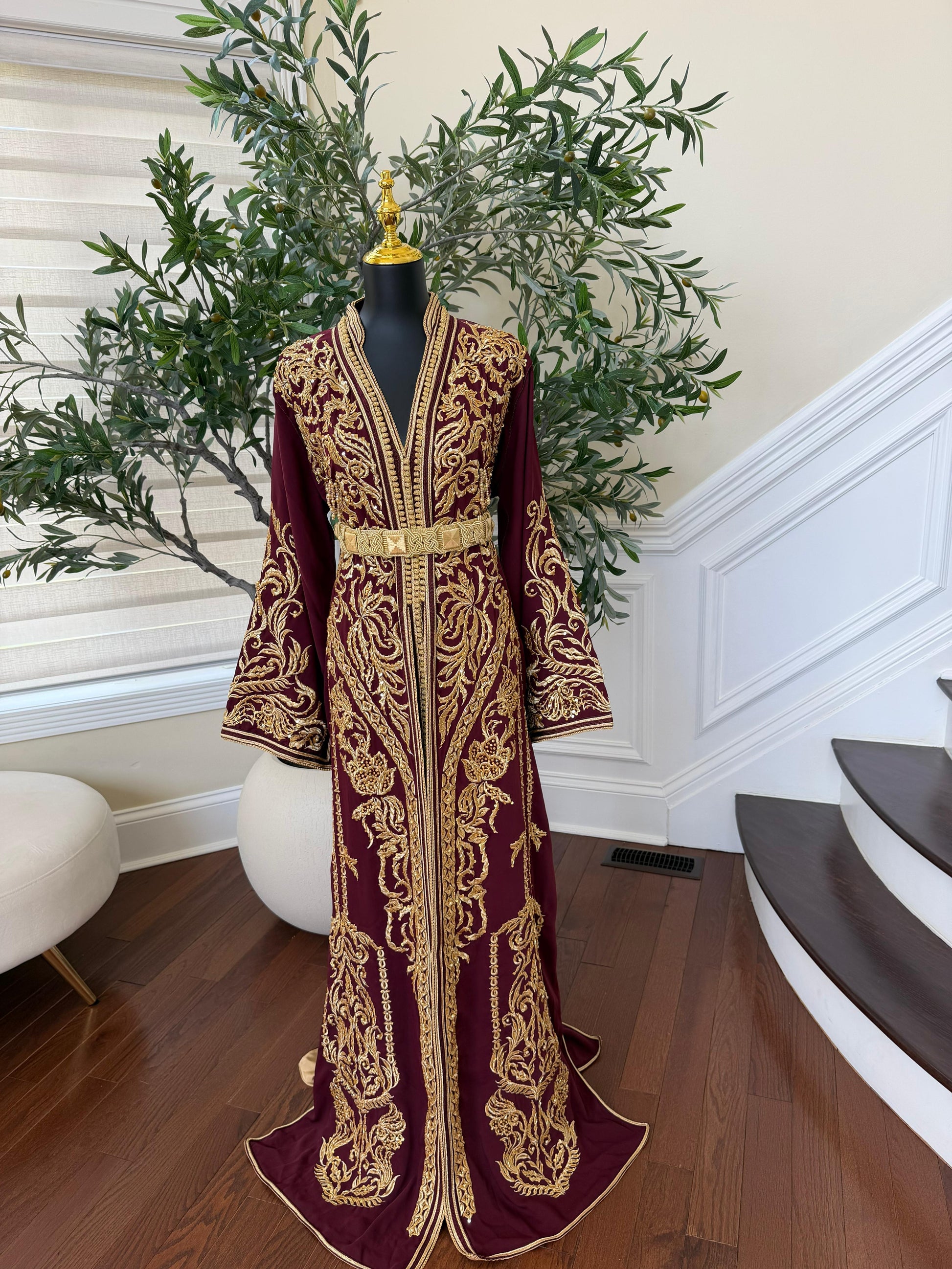 Burgundy Golden Essence Kuftan