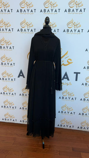 Stunning Black Ruffled Stone Abaya