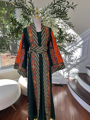 Green Embroidery Tatreez Embellished Thobe