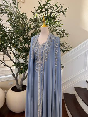 Baby Blue Beaded Stone Kuftan