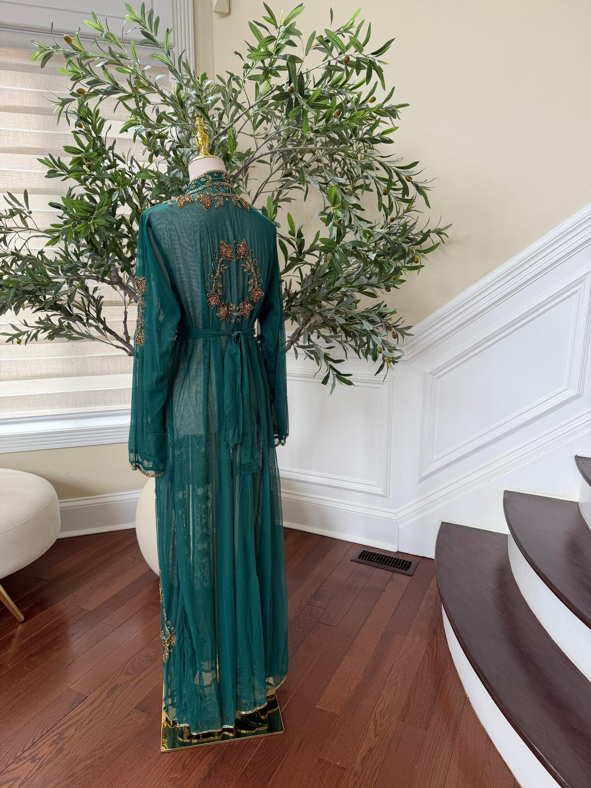 Emerald Golden Cardigan Abaya