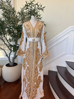 Golden White Detail Kuftan