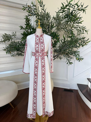 White Royale Red Tatreez Heritage Thobe