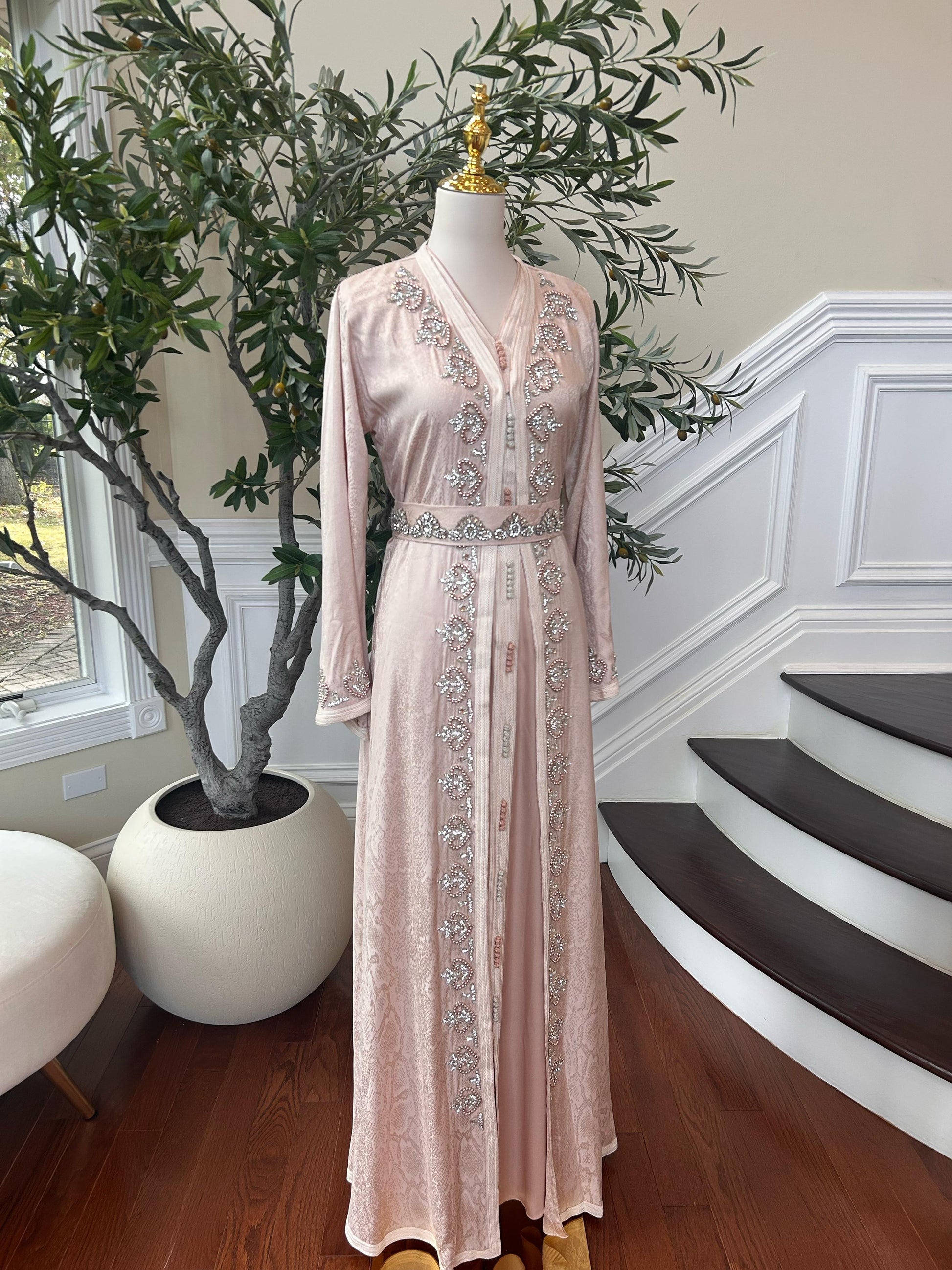 Soft Pink Elegance Beaded Kuftan