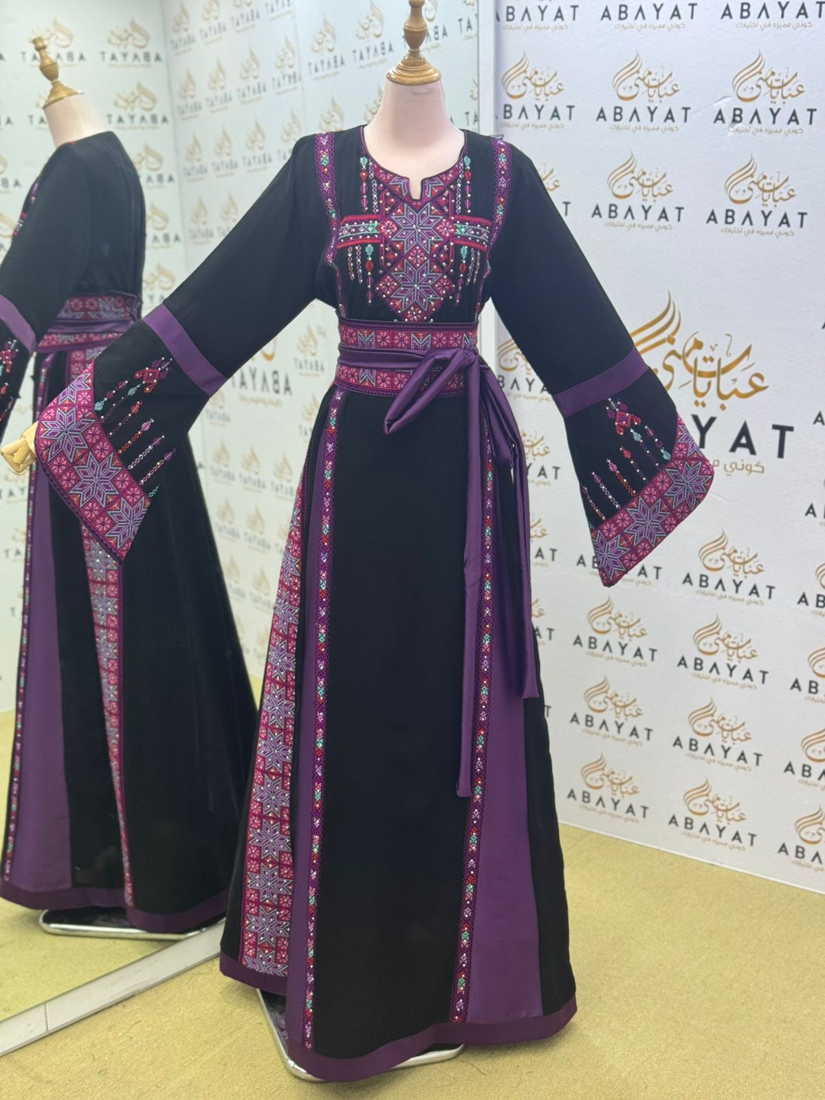 Black Embroidery Tatreez Embellishd Thobe