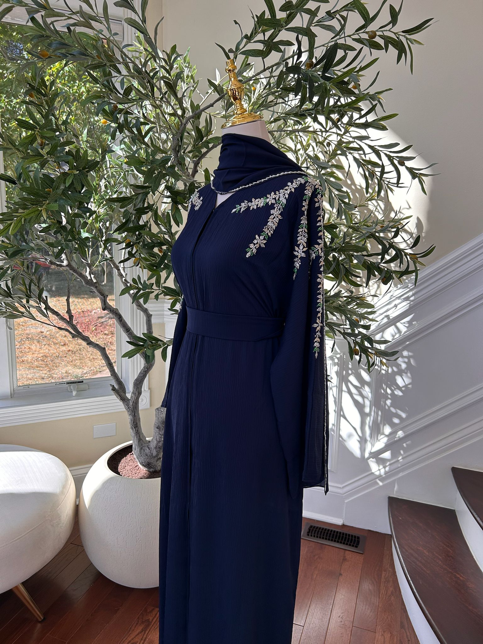 Navy Blue Elegance Sleeve Abaya