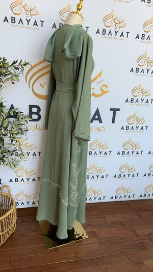 Mint Green Silver Floral Abaya