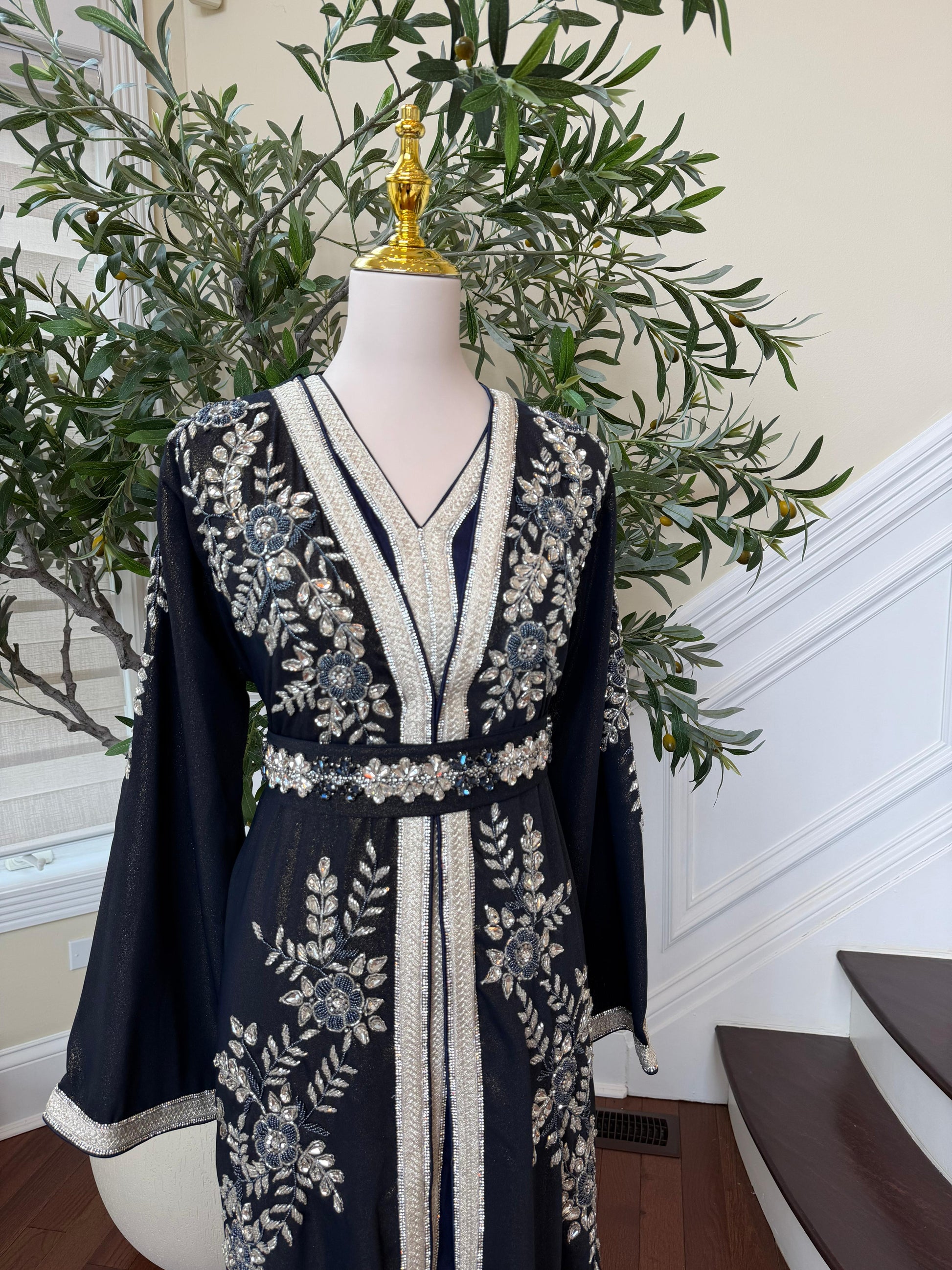 Blue Rose Beaded Royale Kuftan