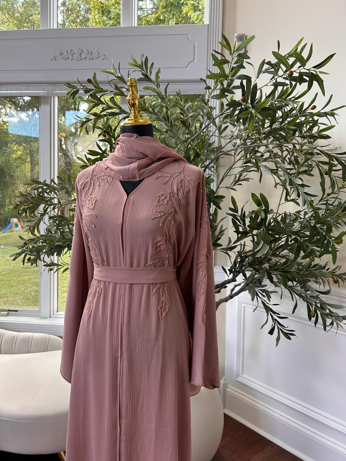 Pink Floral Charm Abaya
