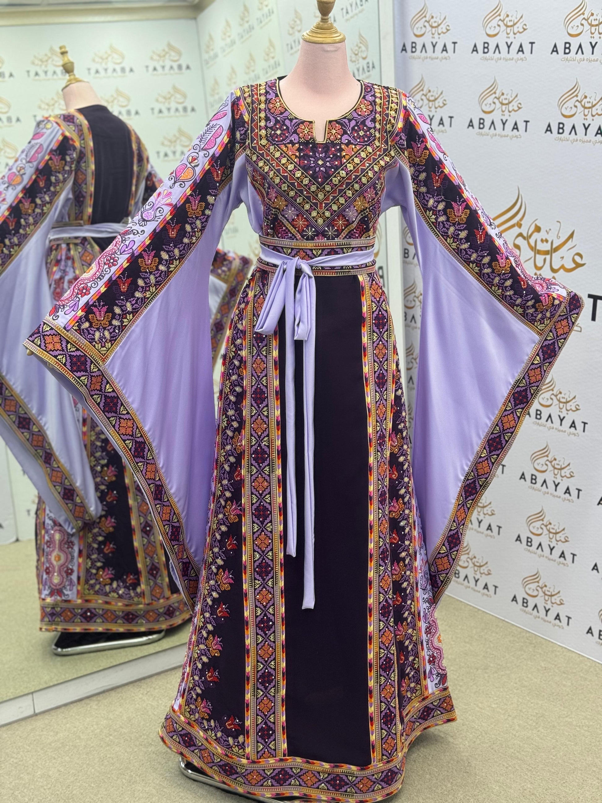 Purple & Lilac Palestinian Embroidered Thobe – Elegant Tatreez Occasion Dress 09042025