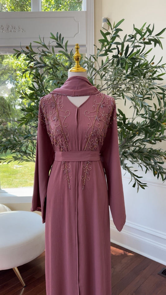 Rose Pink Floral Abaya