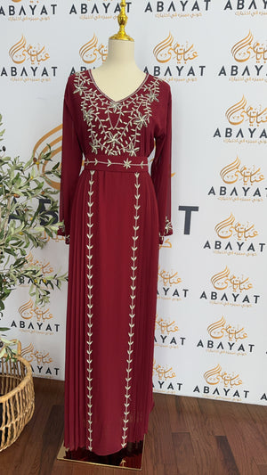 Elegant Red Floral Kuftan