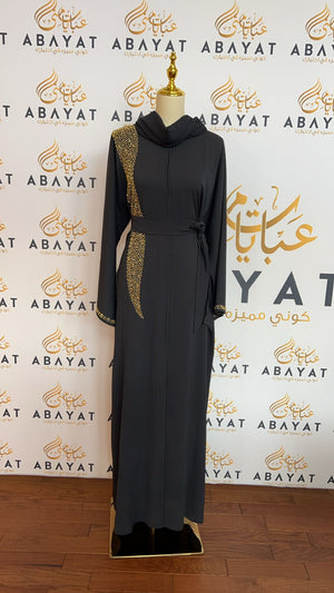 Navy Blue Golden Touch Abaya