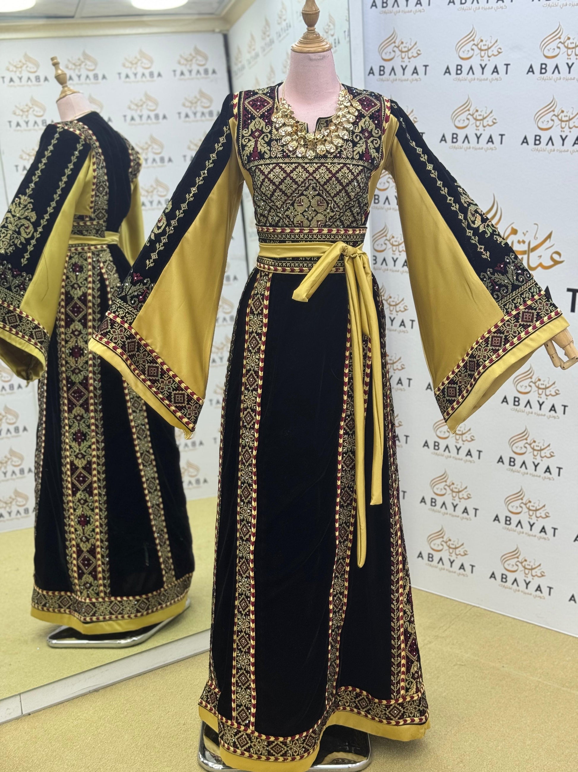 Premier Black and Yellow Velvet Thobe