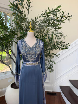 Ocean Breeze Embroidery Beaded Kuftan