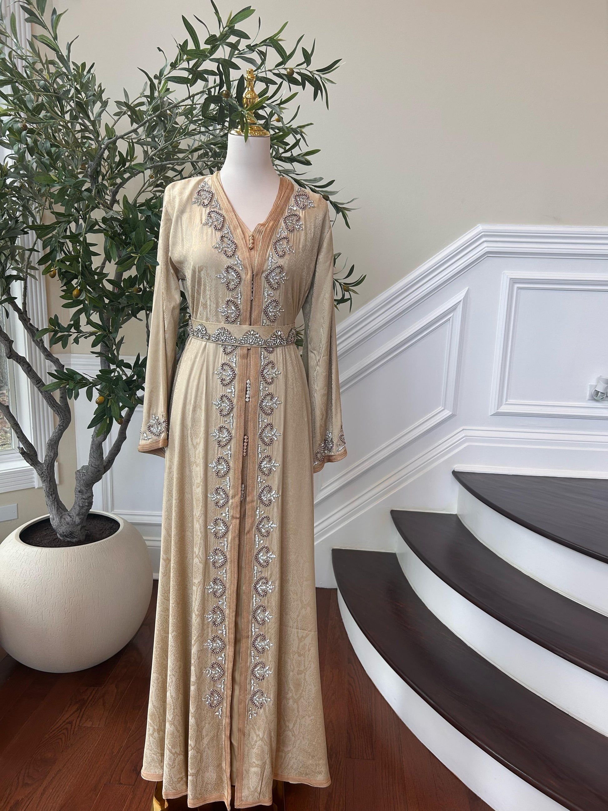 Golden Yellow Elegance Beaded Kuftan