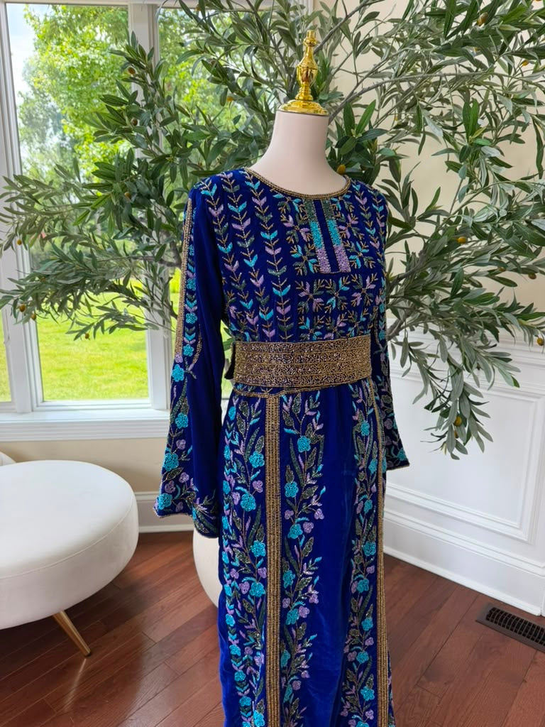 Blue Velvet Beaded Stone Elegance Thobe