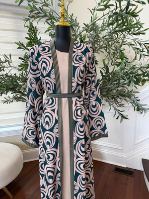 Blush Teal Two-Piece Abaya