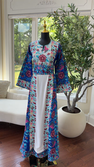 Blue Embroidery Tatreez Thobe /A