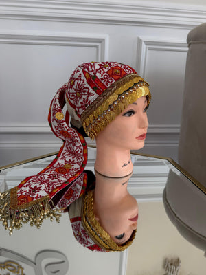 White Embroidery Tatreez Coin Head Piece